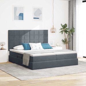 vidaXL Opslag bed met matras Donkergrijs 200 x 200 cm Fluweel
