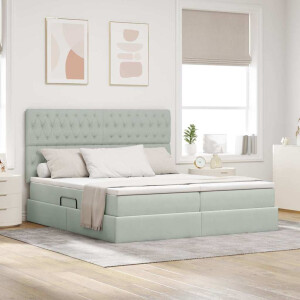 vidaXL Opslag bed met matras Lichtgrijs 200 x 200 cm Fluweel