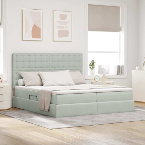 vidaXL Opslag bed met matras Lichtgrijs 200 x 200 cm Fluweel
