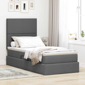 vidaXL Opbergbed met LED met matras Donkergrijs 90 x 200 cm Polyester
