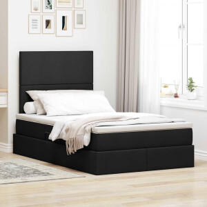 vidaXL Opbergbed met LED met matras Zwart 120 x 190 cm Polyester