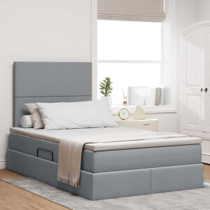 vidaXL Bed met LED -striplichten Lichtgrijs 120 x 200 cm Stof