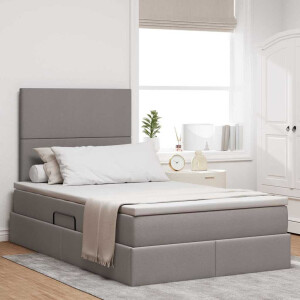 vidaXL Bed met LED -striplichten met opslag Taupe 120 x 200 cm Stof