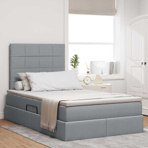 vidaXL Bed met LED -striplichten Lichtgrijs 120 x 200 cm Stof