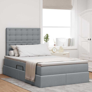 vidaXL Opbergbed met LED met matras Lichtgrijs 120 x 190 cm Polyester