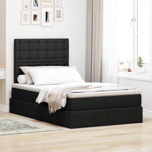 vidaXL Opbergbed met LED met matras Zwart 120 x 200 cm Polyester
