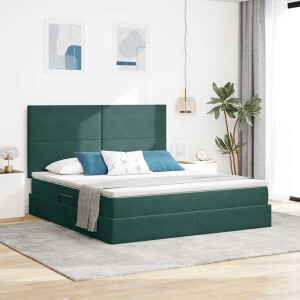 vidaXL Opbergbed met LED met matras Donkergroen 180 x 200 cm Fluweel