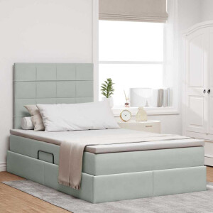 vidaXL Opbergbed met LED met matras Lichtgrijs 120 x 190 cm Fluweel