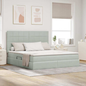 vidaXL Bed met LED -striplichten Lichtgrijs 160 x 200 cm Fluweel