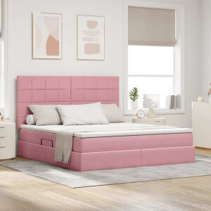 vidaXL Opbergbed met LED met matras met LED Roze 180 x 200 cm Fluweel