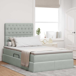 vidaXL Opbergbed met LED met matras Lichtgrijs 120 x 190 cm Fluweel