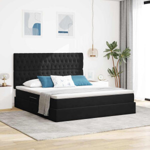 vidaXL Opbergbed met LED met matras met LED Zwart 160 x 200 cm Fluweel