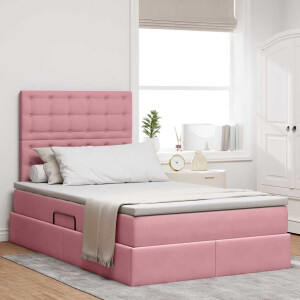 vidaXL Opbergbed met LED met matras met LED Roze 120 x 200 cm Fluweel