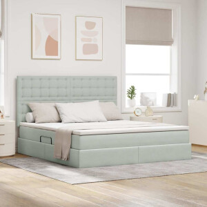 vidaXL Bed met LED -striplichten Lichtgrijs 160 x 200 cm Fluweel