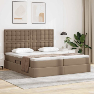 vidaXL Opbergbed met LED met opslag Cappuccino 180 x 200 cm Kunstleer