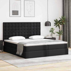vidaXL Opbergbed met LED met hoofdeinde Zwart 200 x 200 cm Kunstleer
