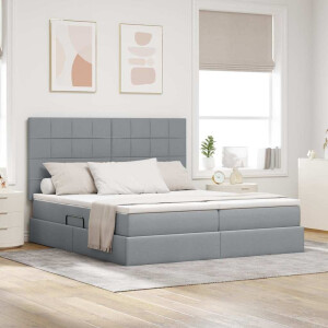 vidaXL Bed met LED-stripverlichting Lichtgrijs 180 x 200 cm Stof