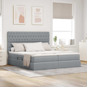 vidaXL Bed met LED-stripverlichting Lichtgrijs 180 x 200 cm Stof