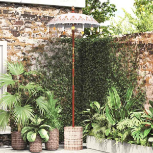 vidaXL Balinese Parasol 260 Crème 95-100 cm Katoen en massief hout