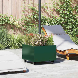 vidaXL Parasolbasis met plantenbak Groen 45 x 45 x 45 cm Staal