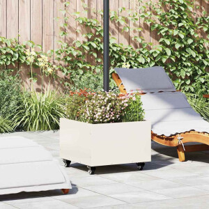 vidaXL Parasolbasis met plantenbak Wit 45 x 45 x 45 cm Staal