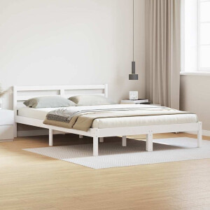 vidaXL Bedframe Wit 215,5 x 165,5 x 69,5 cm Massief Vurenhout