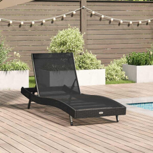 vidaXL Ligstoel Zwart 197 x 70 x 82 cm poly rattan