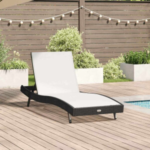 vidaXL Ligstoel Zwart en Wit 197 x 70 x 82 cm poly rattan