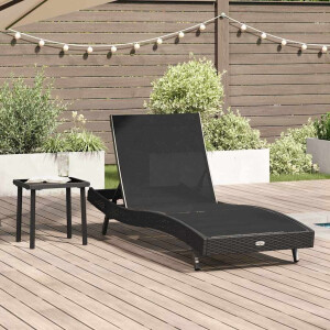 vidaXL Ligstoel 2 pcs Zwart poly rattan