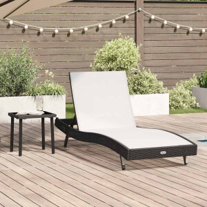 vidaXL Ligstoel 2 pcs Zwart en Wit poly rattan