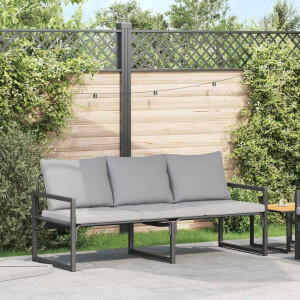 vidaXL Tuinmeubelen met kussen Lichtgrijs 180 x 72,5 x 71 cm Polyester