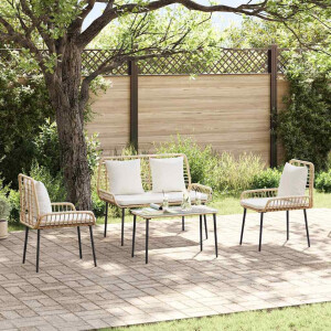 vidaXL Tuin eettafelset 3 pcs Bruin en Crème poly rattan
