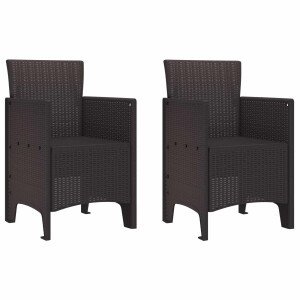 vidaXL Tuinstoel met kussen 2 pcs Bruin 53 x 49 x 85 cm Polypropyleen