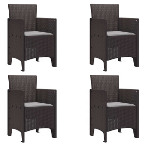vidaXL Tuinstoel met kussen 4 pcs Bruin 53 x 49 x 85 cm Polypropyleen