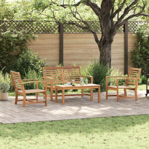 vidaXL Tuin Sofa Set 4 pcs Naturel Massief teakhout