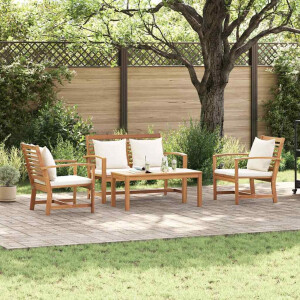 vidaXL Tuin Sofa Set 4 pcs Naturel Massief teakhout