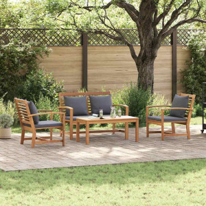vidaXL Tuin Sofa Set 4 pcs Naturel Massief teakhout