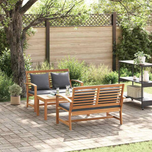 vidaXL Tuin Sofa Set 3 pcs Naturel Massief teakhout