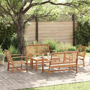 vidaXL Tuin Sofa Set 5 pcs Naturel Massief teakhout