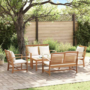 vidaXL Tuin Sofa Set 5 pcs Naturel Massief teakhout