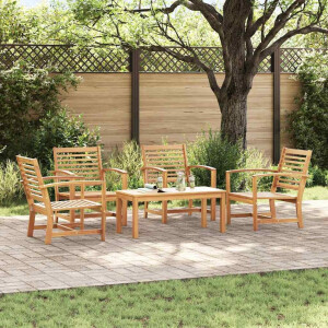 vidaXL Tuin Sofa Set 5 pcs Naturel Massief teakhout