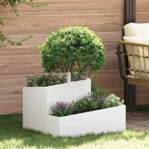 vidaXL Tuin Bloempot Wit 60 x 60 x 50 cm Koudgewalst staal