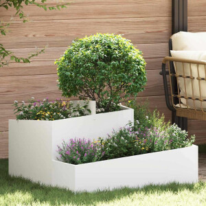 vidaXL Tuin Bloempot Wit 80 x 80 x 50 cm Koudgewalst staal