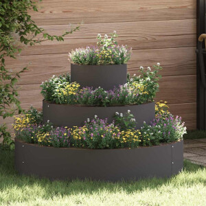 vidaXL Tuin Bloempot Zwart 90 x 90 x 20 cm Koudgewalst staal