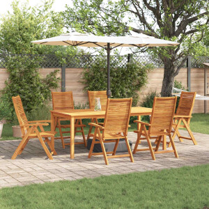 vidaXL Tuin eettafelset 7 pcs Bruin Massief Acaciahout