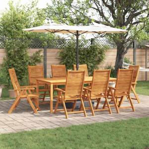 vidaXL Tuin eettafelset 9 pcs Bruin Massief Acaciahout