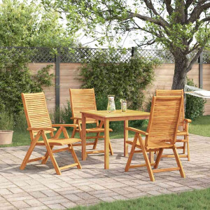 vidaXL Tuin eettafelset 5 pcs Bruin Massief Acaciahout