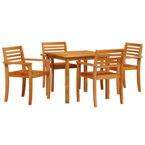 vidaXL Tuin eettafelset 5 pcs Bruin Massief Acaciahout