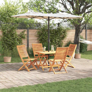 vidaXL Tuin eettafelset 5 pcs Bruin Massief Acaciahout