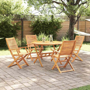 vidaXL Tuin eettafelset 5 pcs Bruin Massief Acaciahout